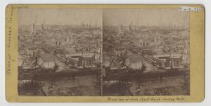 Stereograph of view from the top of the courthouse ruins, looking north, after the Chicago Fire of 1871 by American Photographer